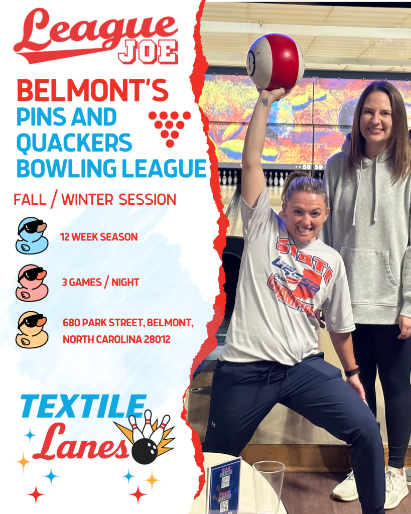 Belmont's Pins and Quackers Bowling League Logo